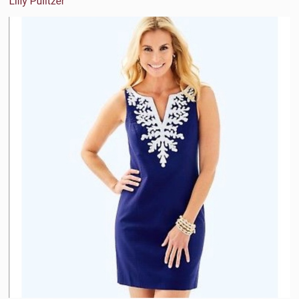 Lilly Pulitzer Navy Beaded Gabby Sheath Dress
